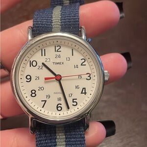 Timex Classic Silver and Navy Watch